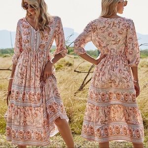 [3Packs] Apricot Floral Dress